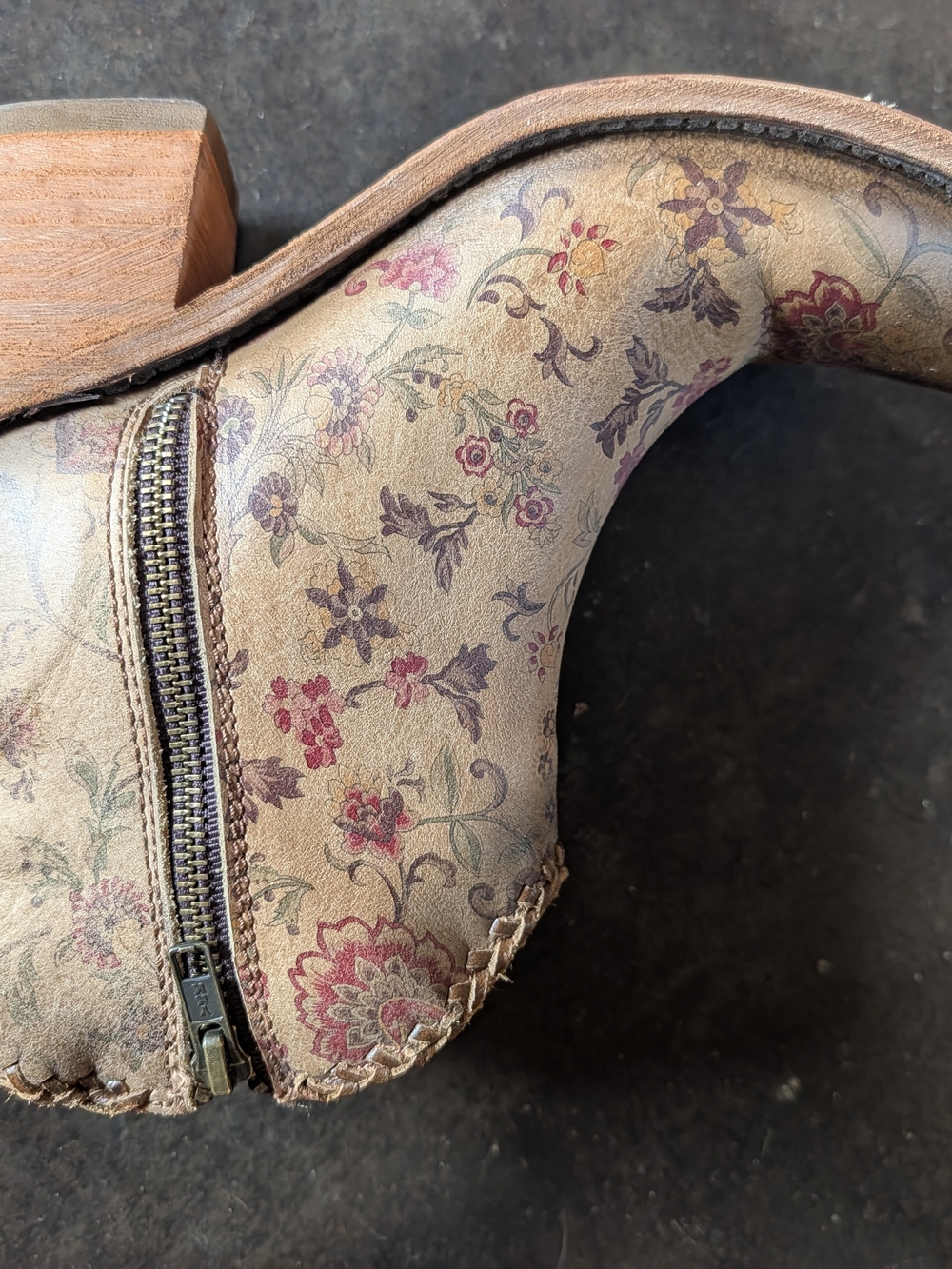 Women's Liberty Black Floral Ankle Boots. Vintage-style Western-Inspired Design. - Picture 3 of 15